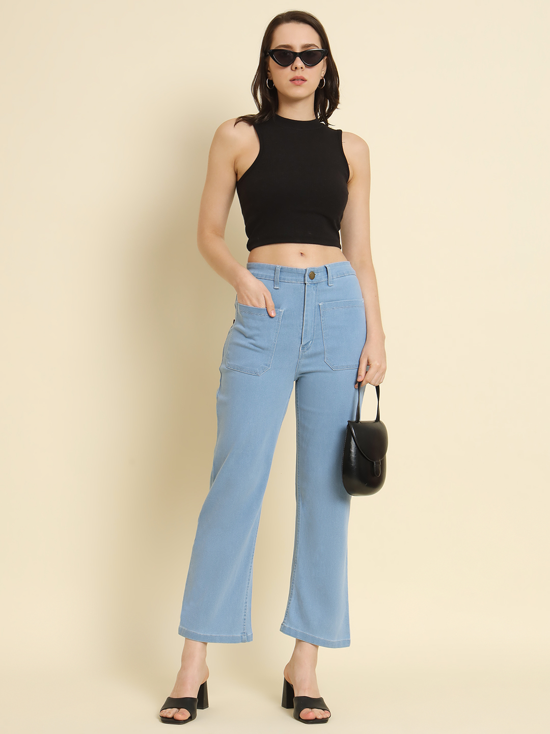 AngelFab Women Straight Sky Blue Jeans