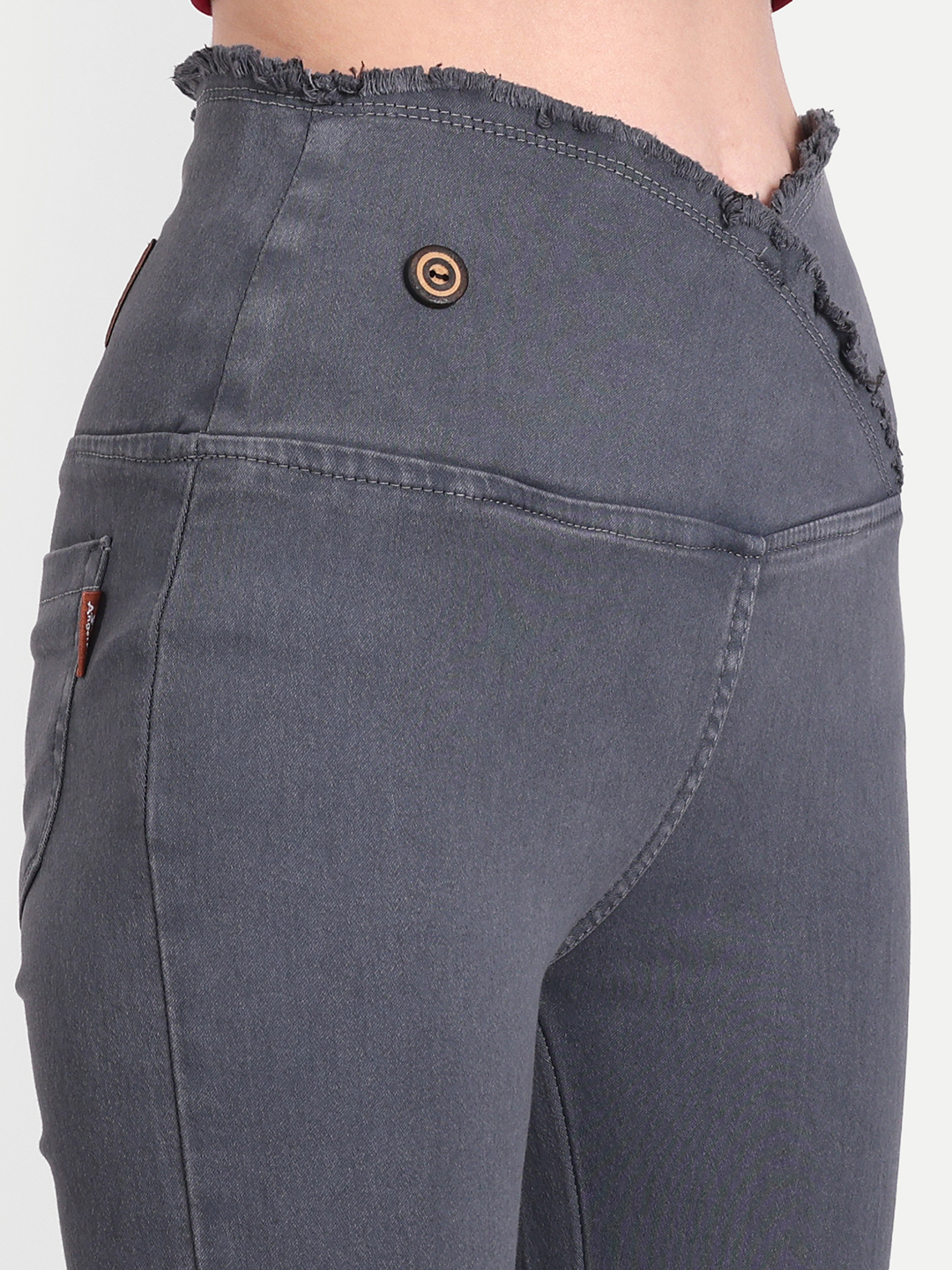 5 AngelFab Women V-Belt Broad Grey Jegging