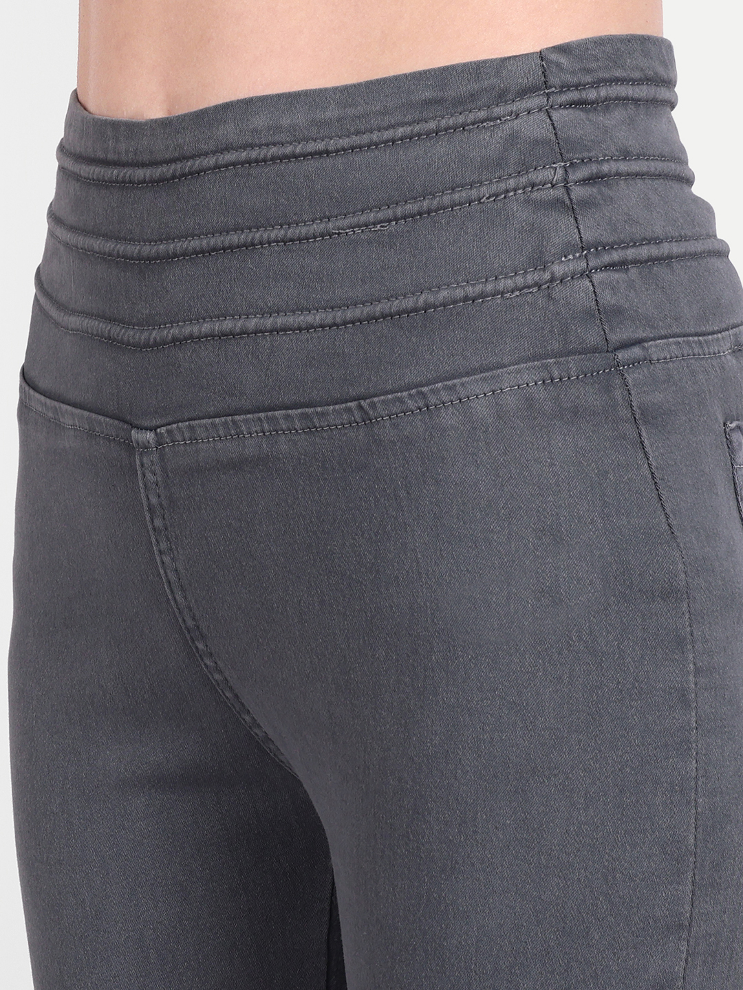 AngelFab Women Broad Belt 3line Grey Jegging