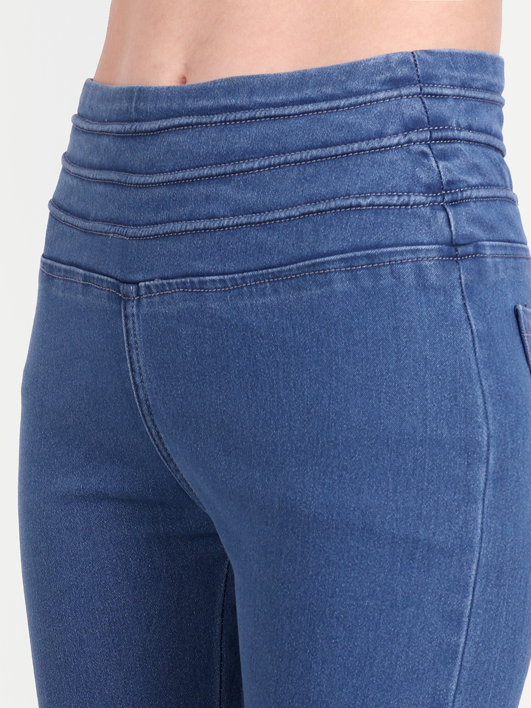 5 AngelFab Women Broad Belt 3line Dark Blue Jegging