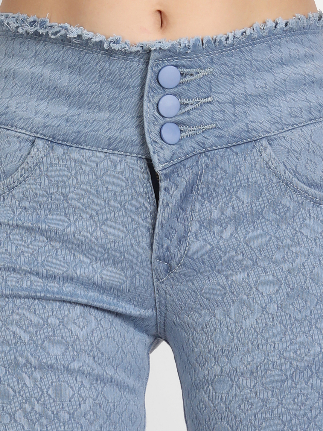 5 AngelFab Women 3 Button Sky Blue Short