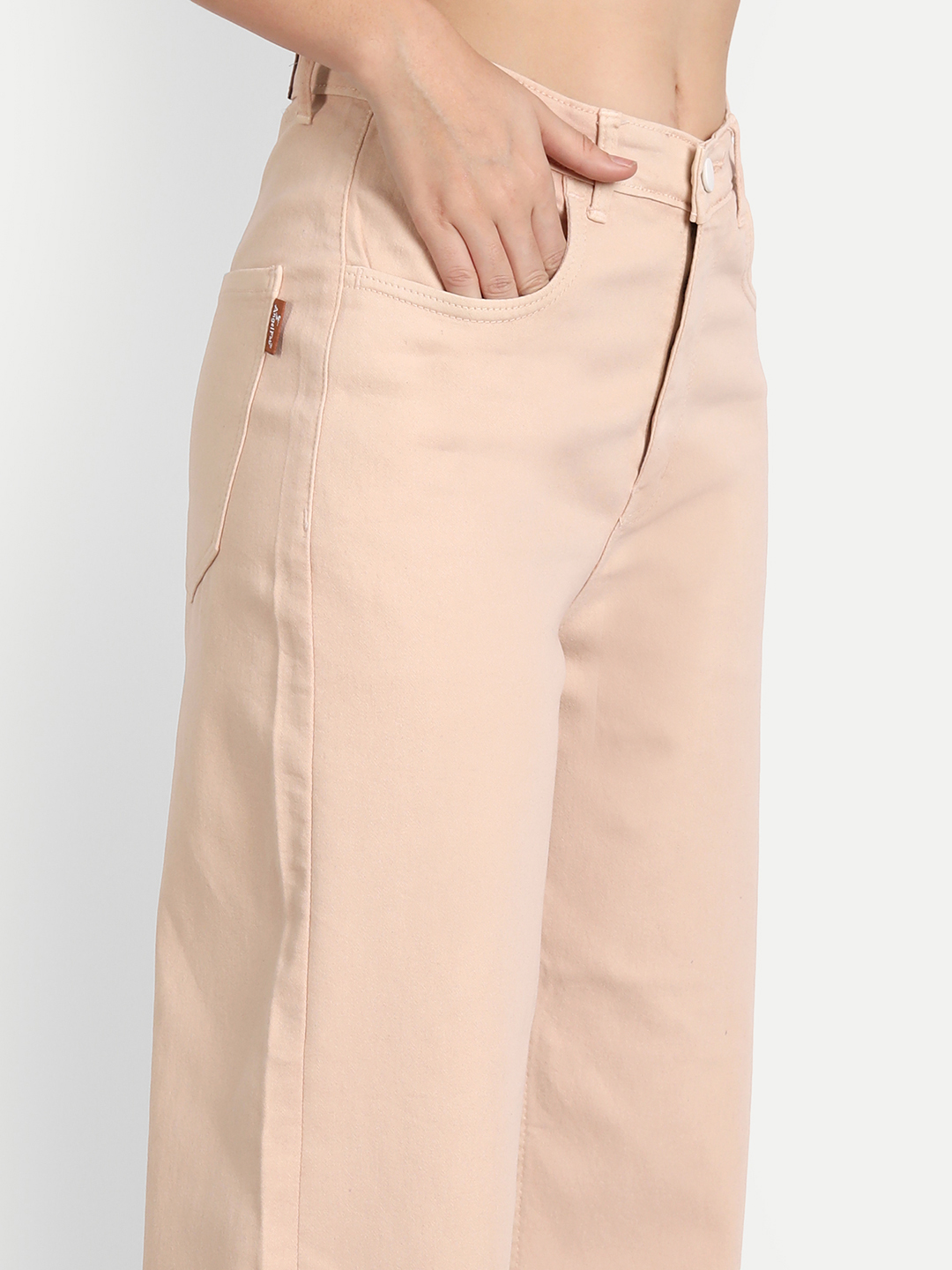 5 AngelFab Women High Loose Pent Beige Jeans