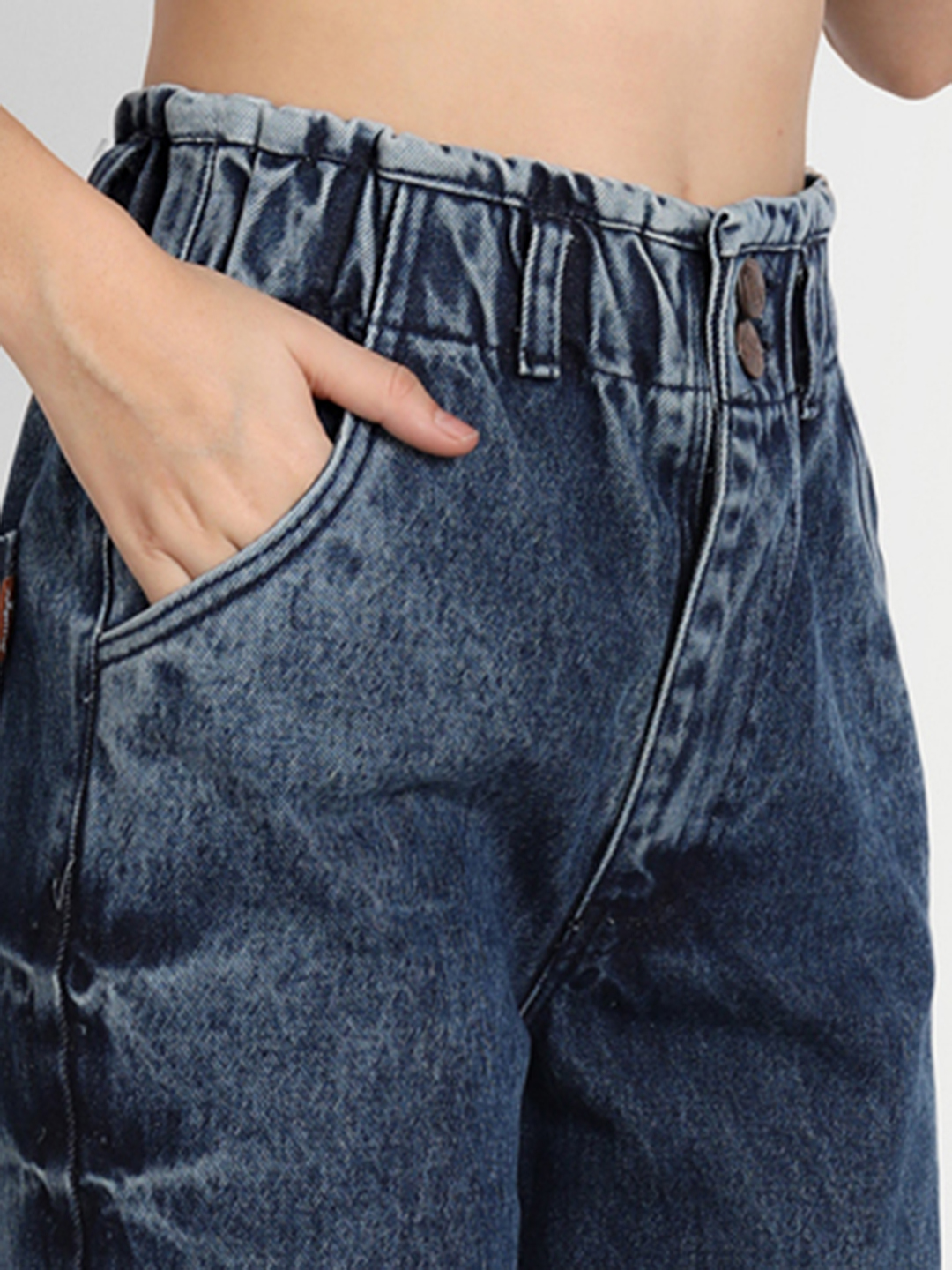 AngelFab Women DN 1004 2B Wideleg Royal Blue Jeans