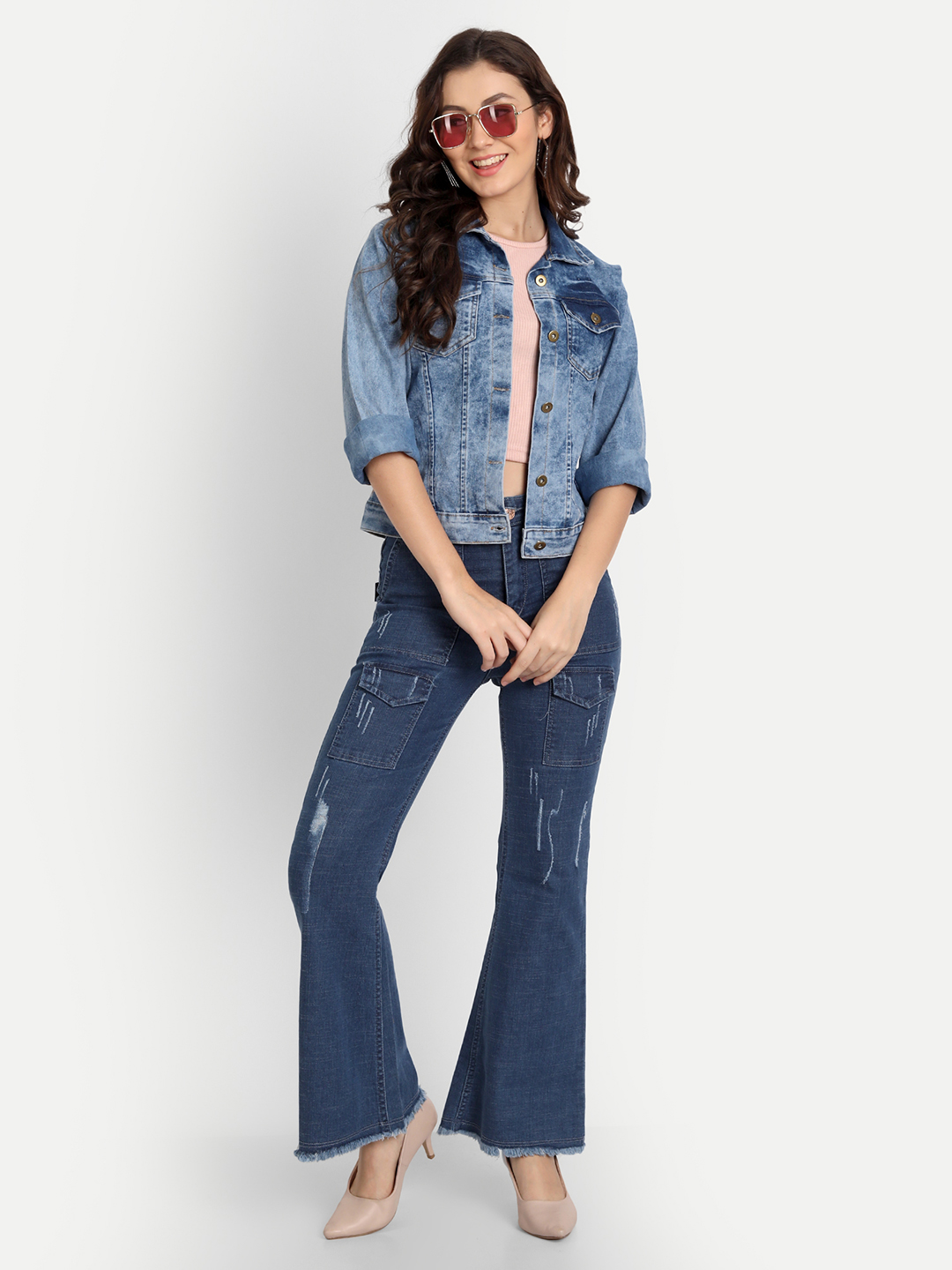 6 AngelFab Women DN 1006 Cut Pent Dark Blue Jeans