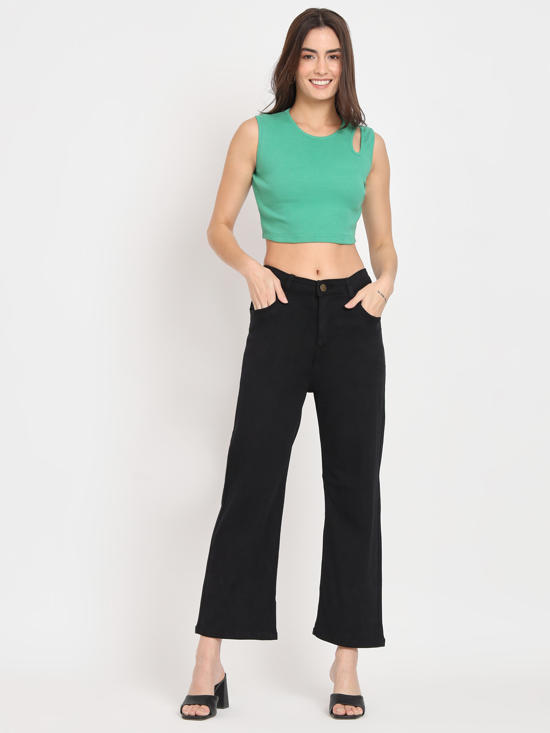 AngelFab Women Straight Black Jeans