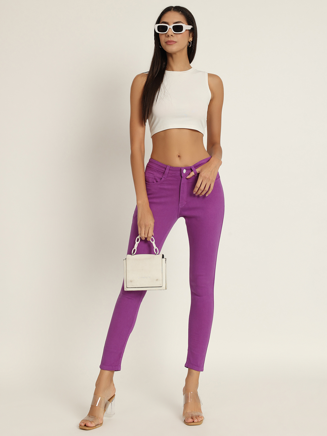 AngelFab Women Skinny fit Purple Jeans
