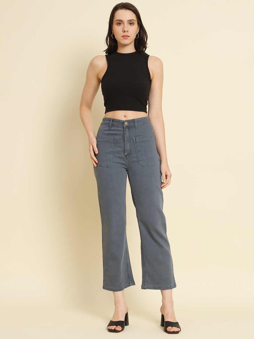 AngelFab Women Straight Grey Jeans