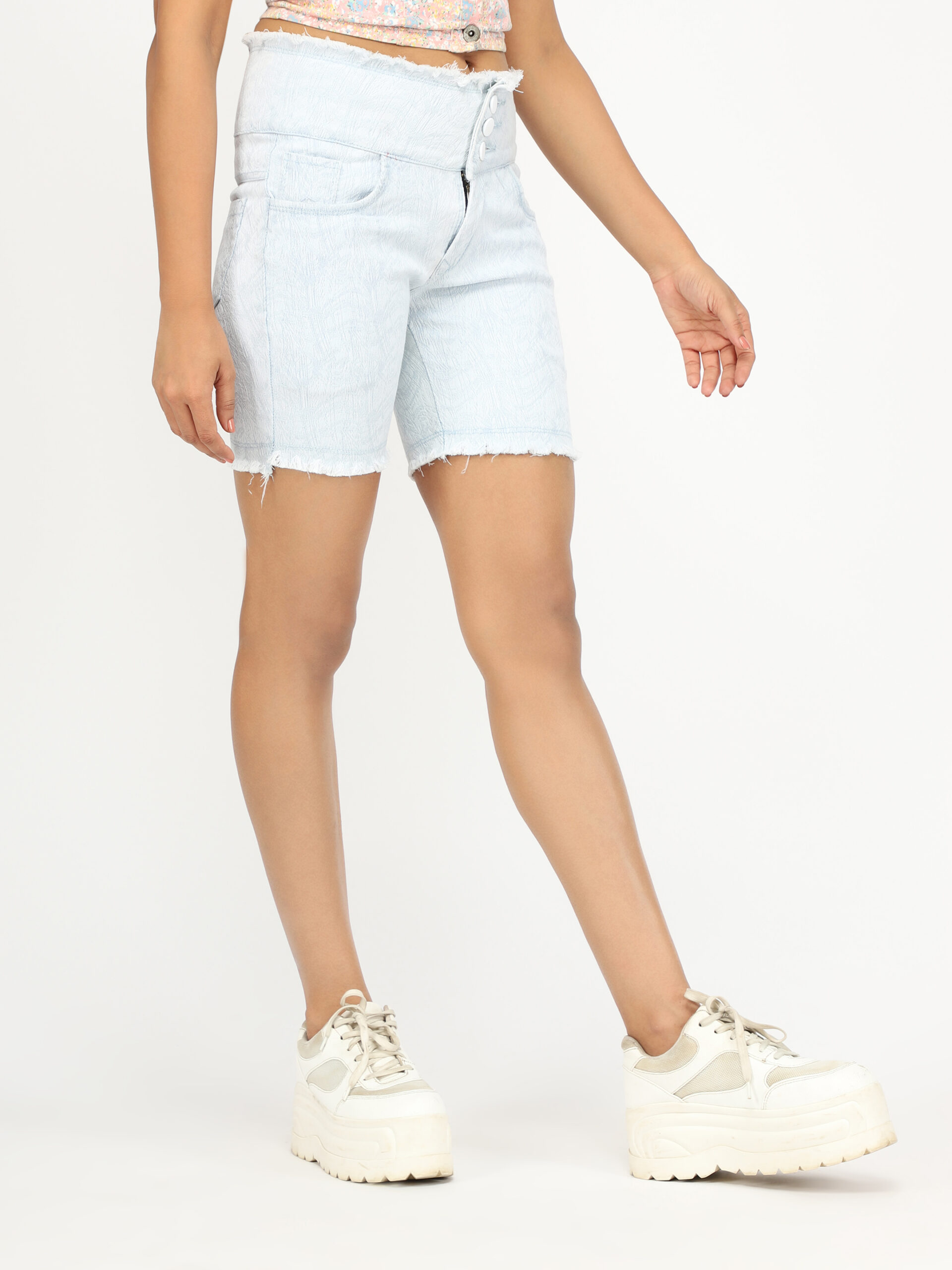 IMG_8310 AngelFab Women 3 Button Off White Short