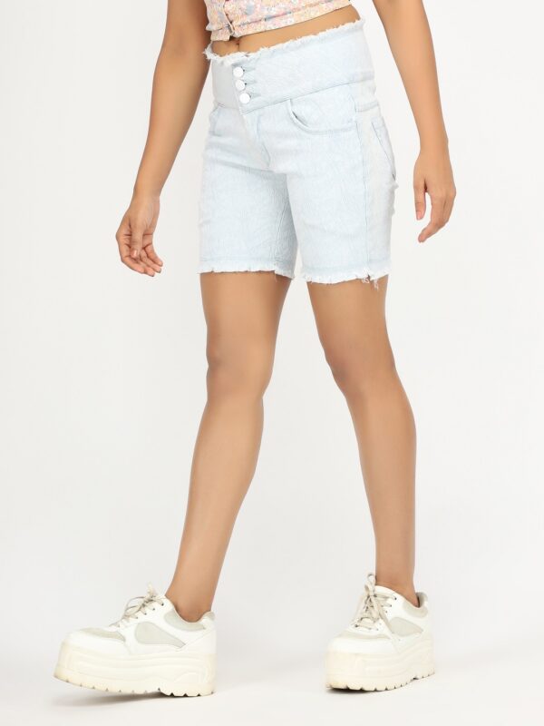 AngelFab Women 3 Button Off White Short