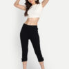 AngelFab Women Elastic Belt Black Capri