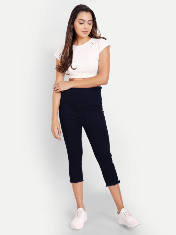 AngelFab Women Broad Navy Blue Capri