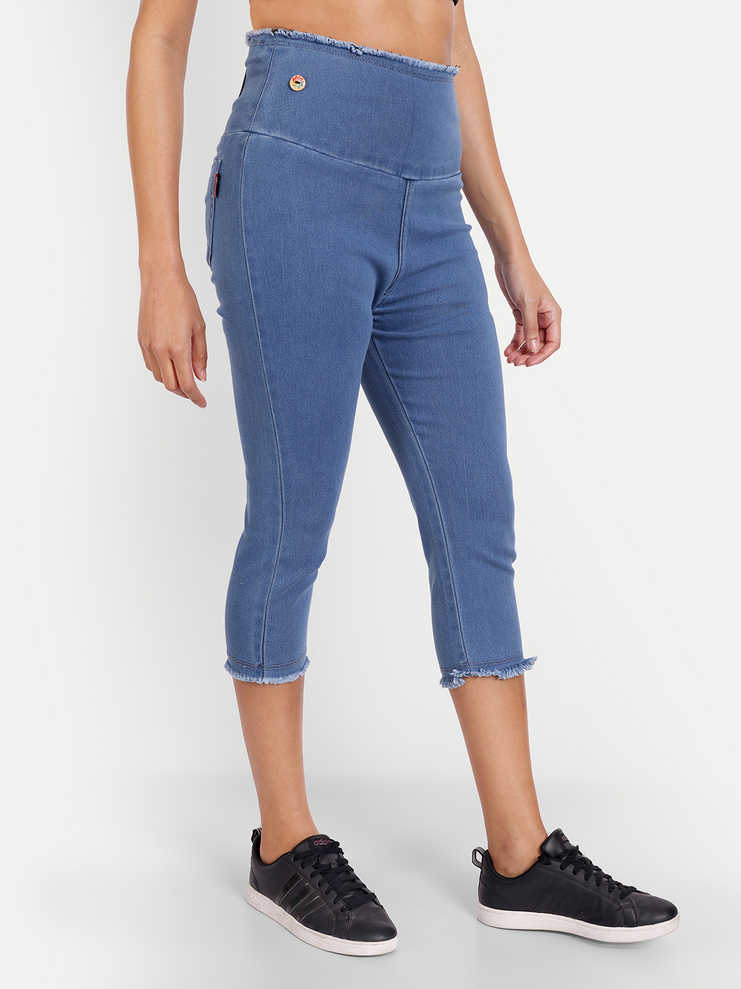 3 AngelFab Women Broad Dark Blue Capri