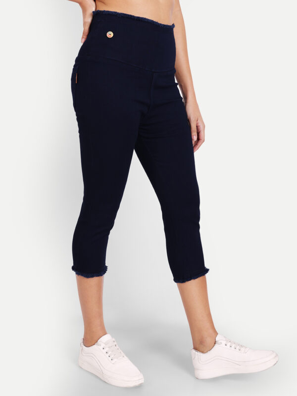 AngelFab Women Broad Navy Blue Capri