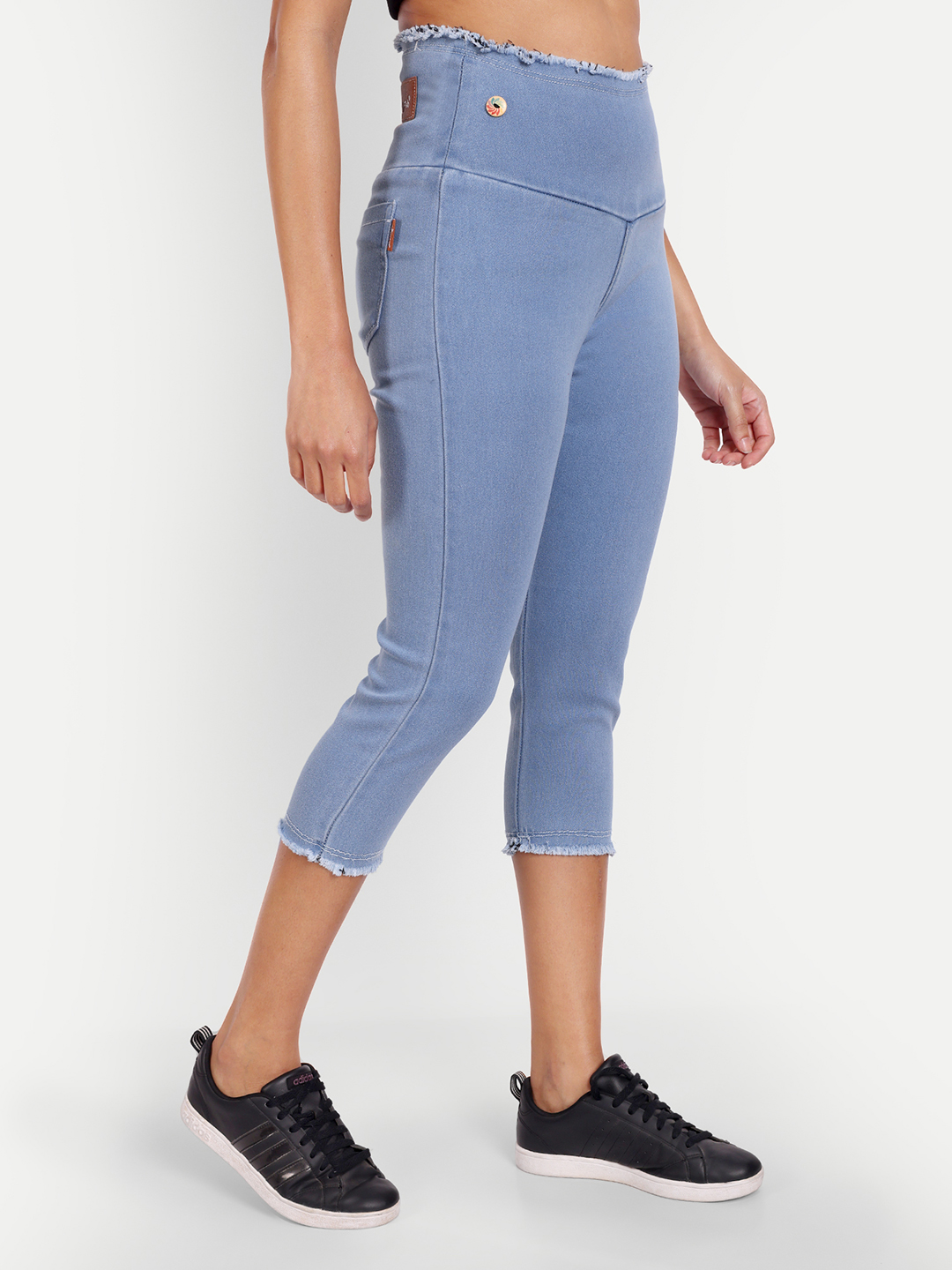 3 AngelFab Women Broad Sky Blue Capri