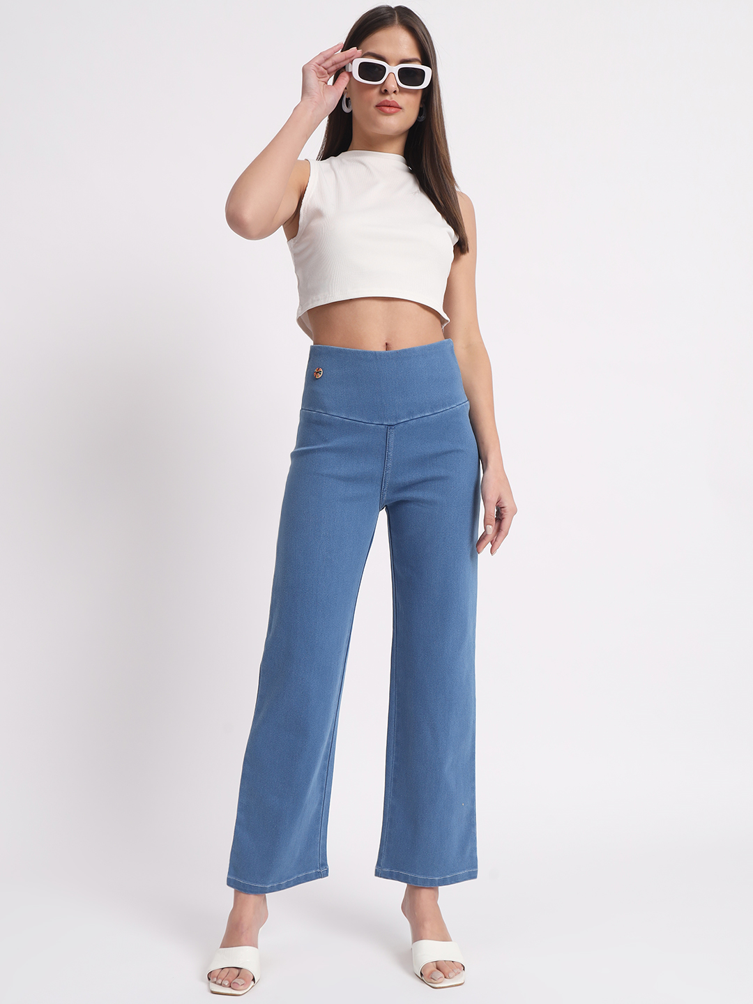 AngelFab Women Straight Sky Blue Jegging