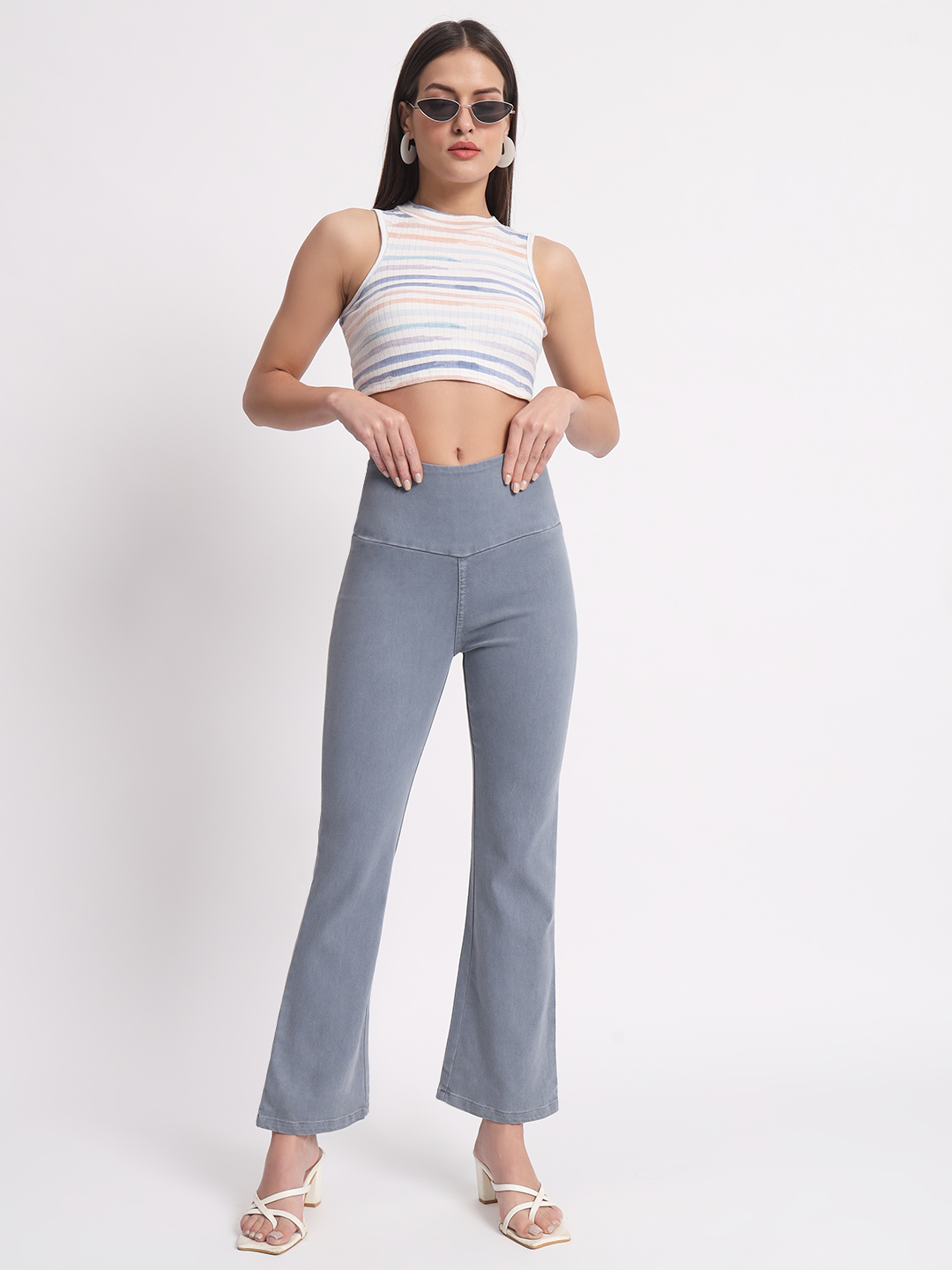 AngelFab Women Bootcut Grey Jegging