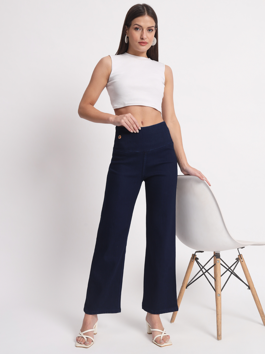 AngelFab Women Straight Royal Blue Jegging