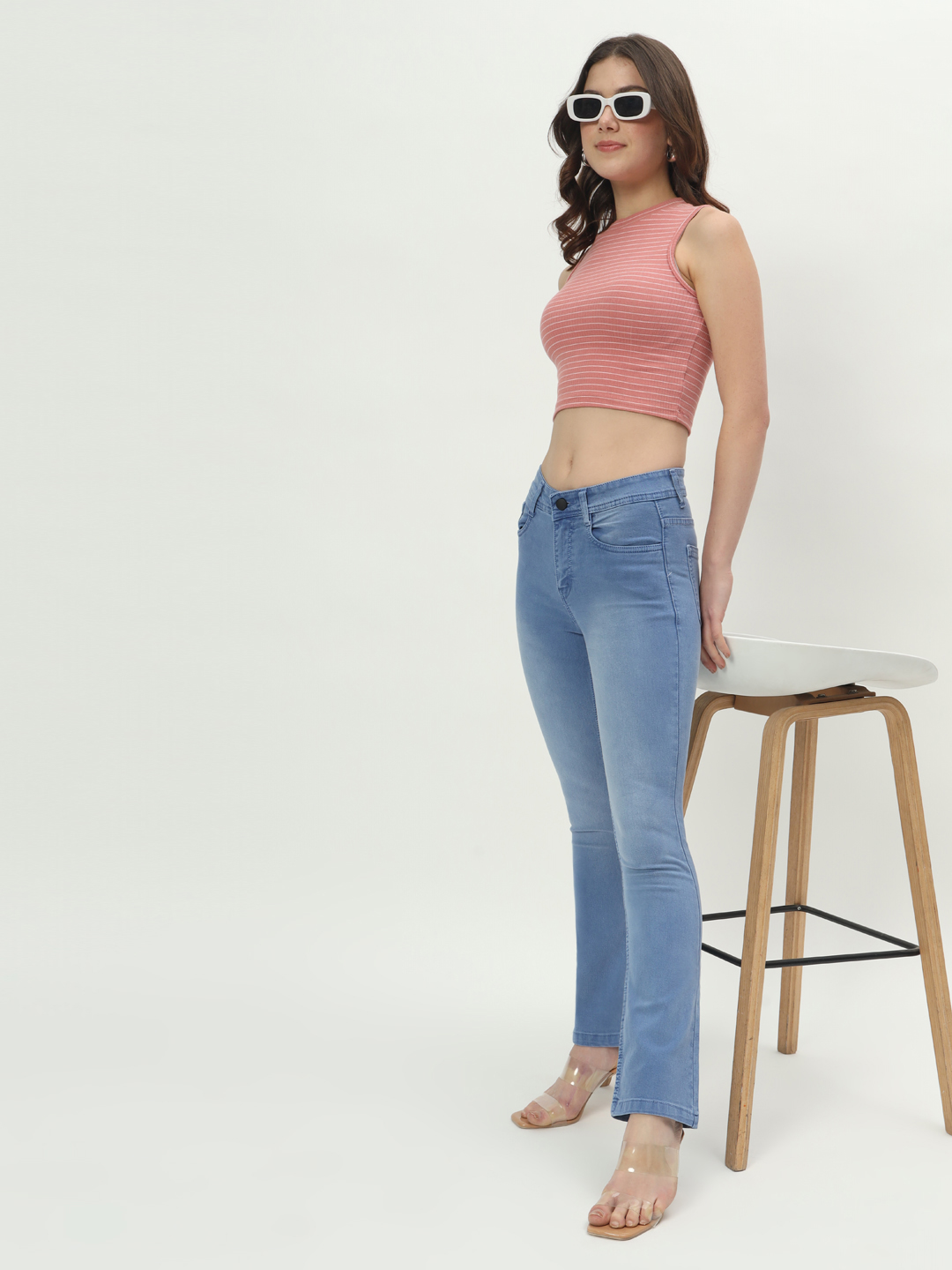 AngelFab Women Bootcut SkyBlue Jeans