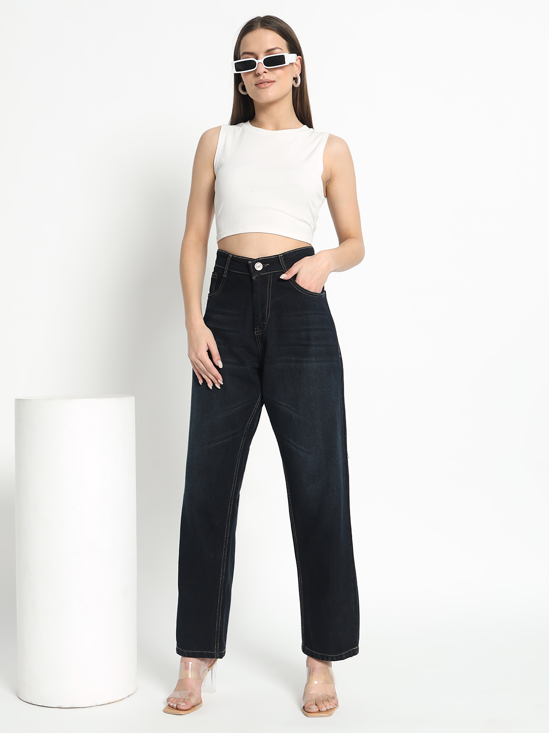 AngelFab Women Straight Black Jeans