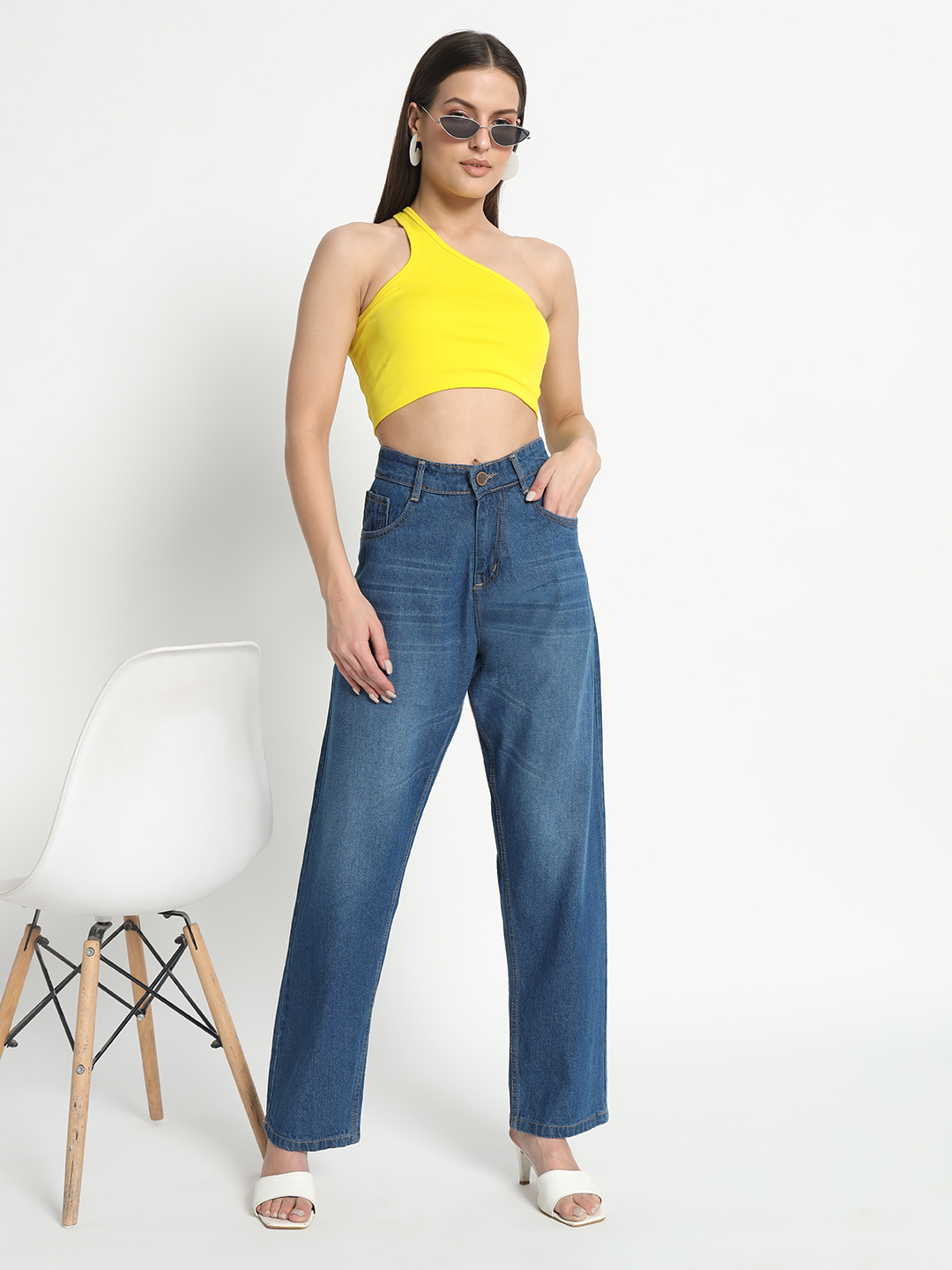 AngelFab Women Straight Sky Blue Jeans