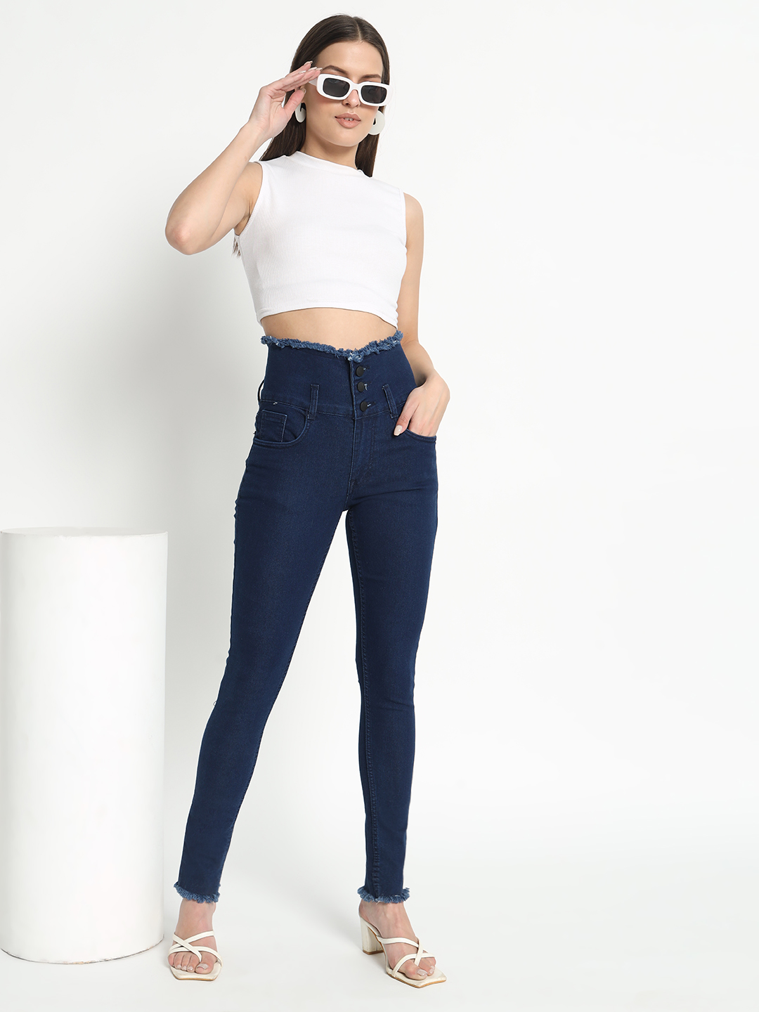 AngelFab Women Skinny fit Royal Blue Jeans