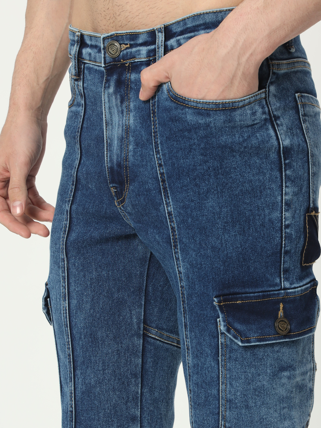 AngelFab Men Straight Fit Skyblue Jeans